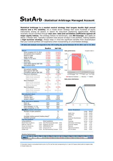 Stat Arb Factsheet   November 21 2011