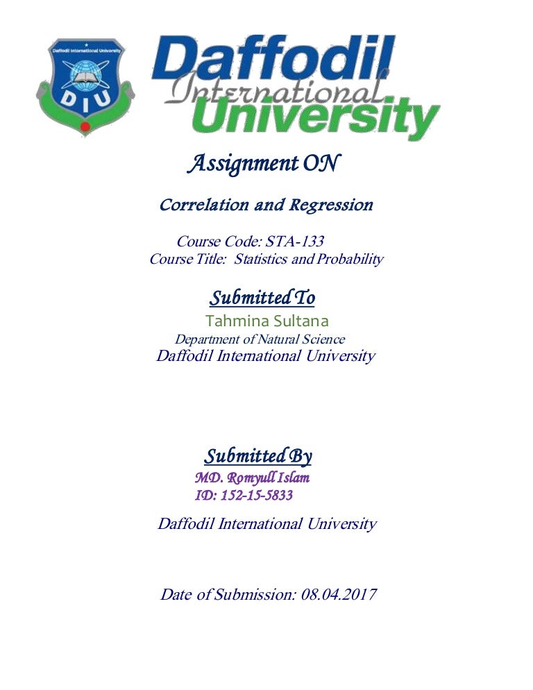 Statistics Assignment Cover Page Of Daffodil International