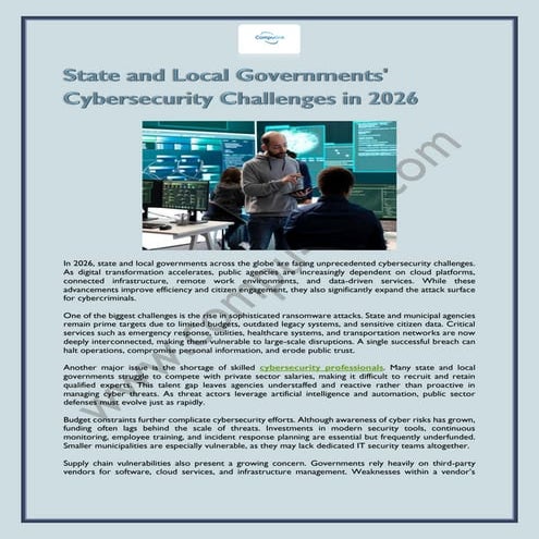 State and Local Governments' Cybersecurity Challenges in 2026 | PDF