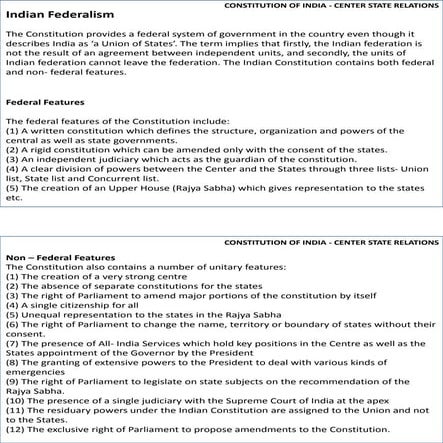 State center relation in india
