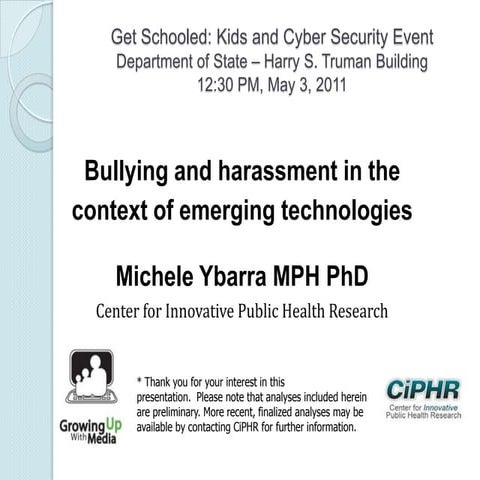 Bullying and harassment in the context of emerging technologies