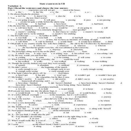 State exam test a   in ub