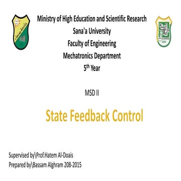 State feedback control | PPTX | Science