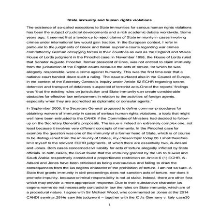 State Immunity - Human Rights Violation | DOCX