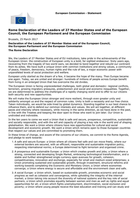 EU Statement, Rome 25.03