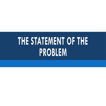 STATEMENT-OF-THE-PROBLEM for research grade 10 | PPTX