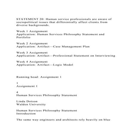 STATEMENT 20 Human service professionals are aware of sociopoliti.docx