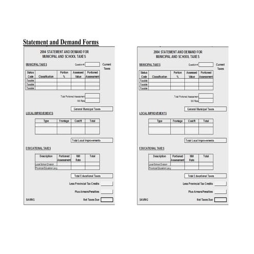 Statement and demand forms