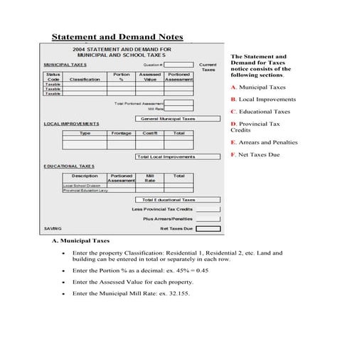 Statement and demand notes