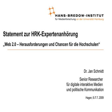 Statement Hrk Hagen 2009