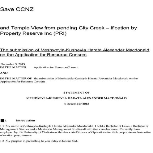 Statement of meshweyla kusheyla harata alexander macdonald