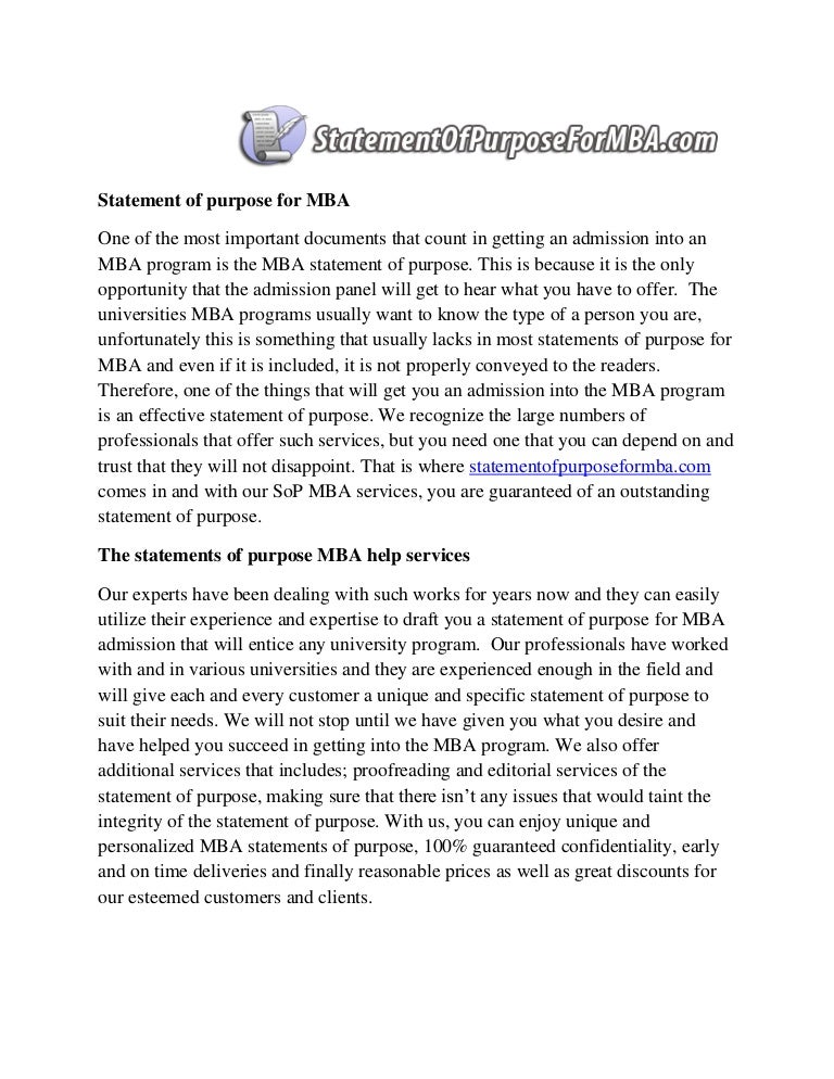 statement of interest for mba admission