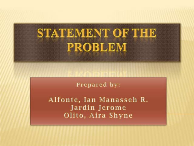 Statement of the problem (final)