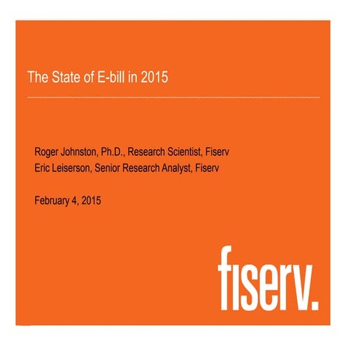 State of Ebill in 2015: A Fiserv Webinar