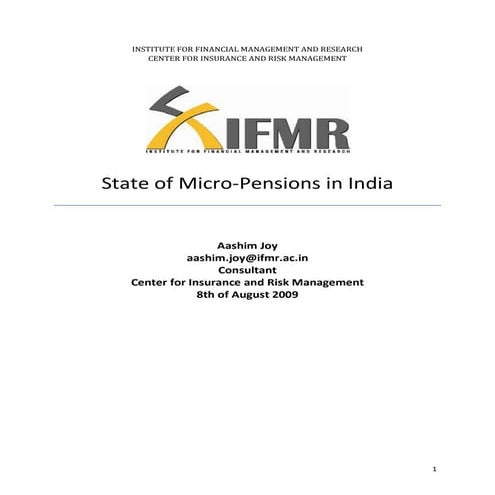 State of micro pensions in india