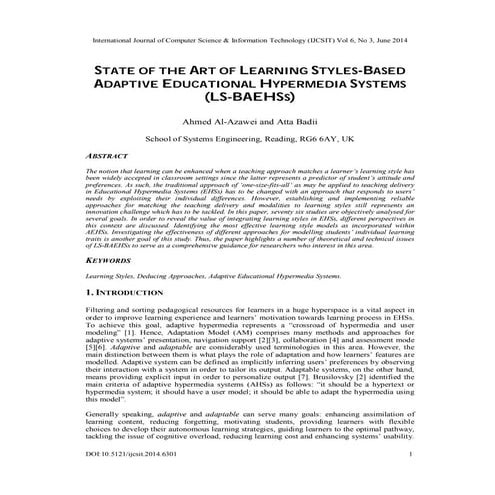 A Survey on Various Learning Styles Used in E-Learning System | PDF