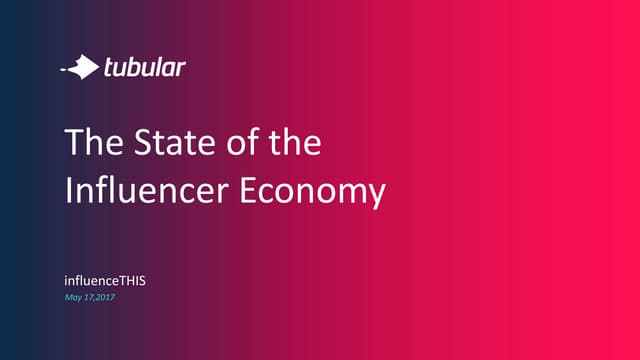 State of the Influencer Economy - May 2017