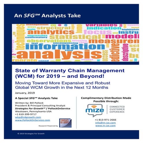 State of warranty chain management (wcm) for 2019  sfg analyst take paper (mize)