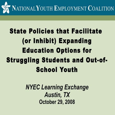 State Policies To Expand Education Options Oct 2008