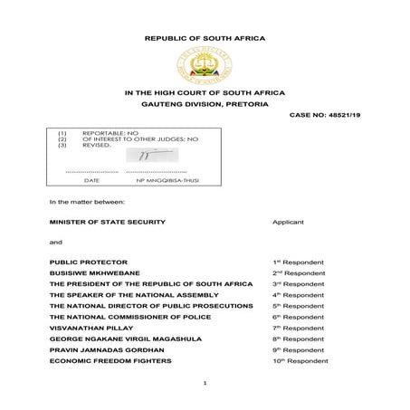 State Security vs the Public Protector judgement final