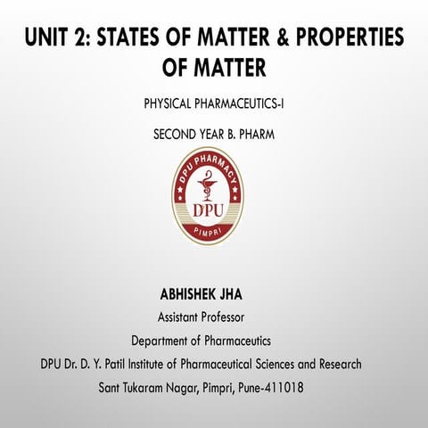 States of Matter Unit-2 (Physical Pharmaceutics-1)