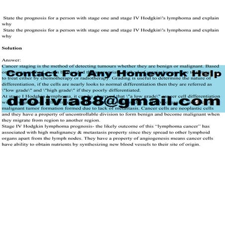 State the prognosis for a person with stage one and stage IV Hodg.pdf