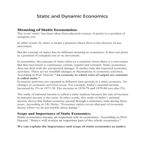 Static and dynamic economics