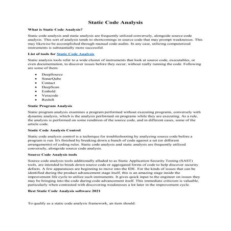 Static code analysis | PDF