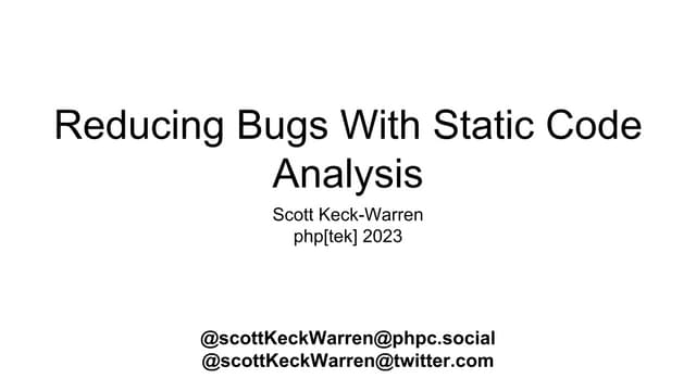 Static Code Analysis PHP[tek] 2023