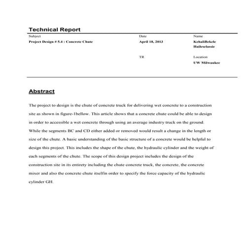 Engineering Mechanics Statics  design problem  # 5.4  concrete chut by Kehali...