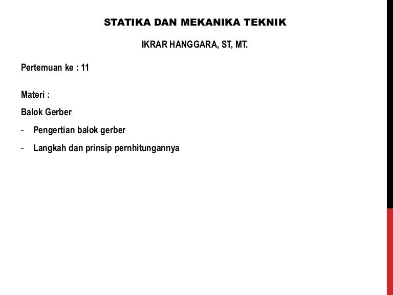 Statika dan mekanika dasar GERBER,