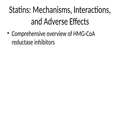 Statins Mechanism Of Action And Adverse Effects Pptx