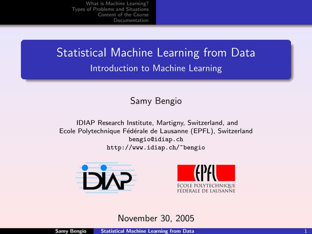 Statistical Machine Learning from Data - Introduction to ...
