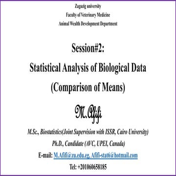 Statistical analysis of biological data (comaprison of means)