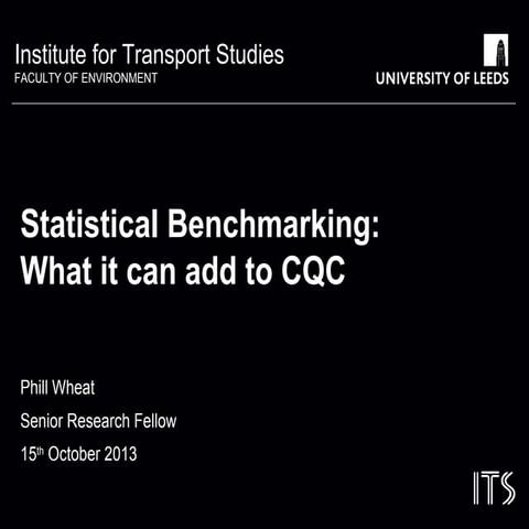 Statistical benchmarking - what it can add to CQC