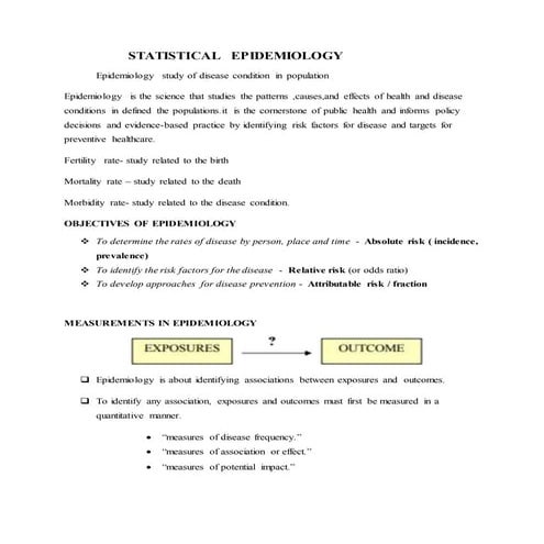 Statistical  epidemiology