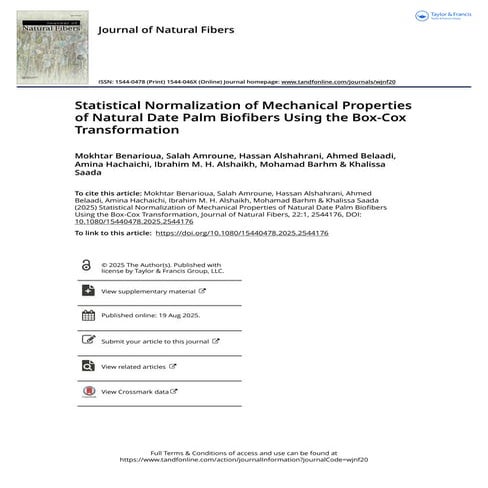 Statistical Normalization of Mechanical Properties of Natural Date Palm Biofibers Using the Box-Cox Transformation