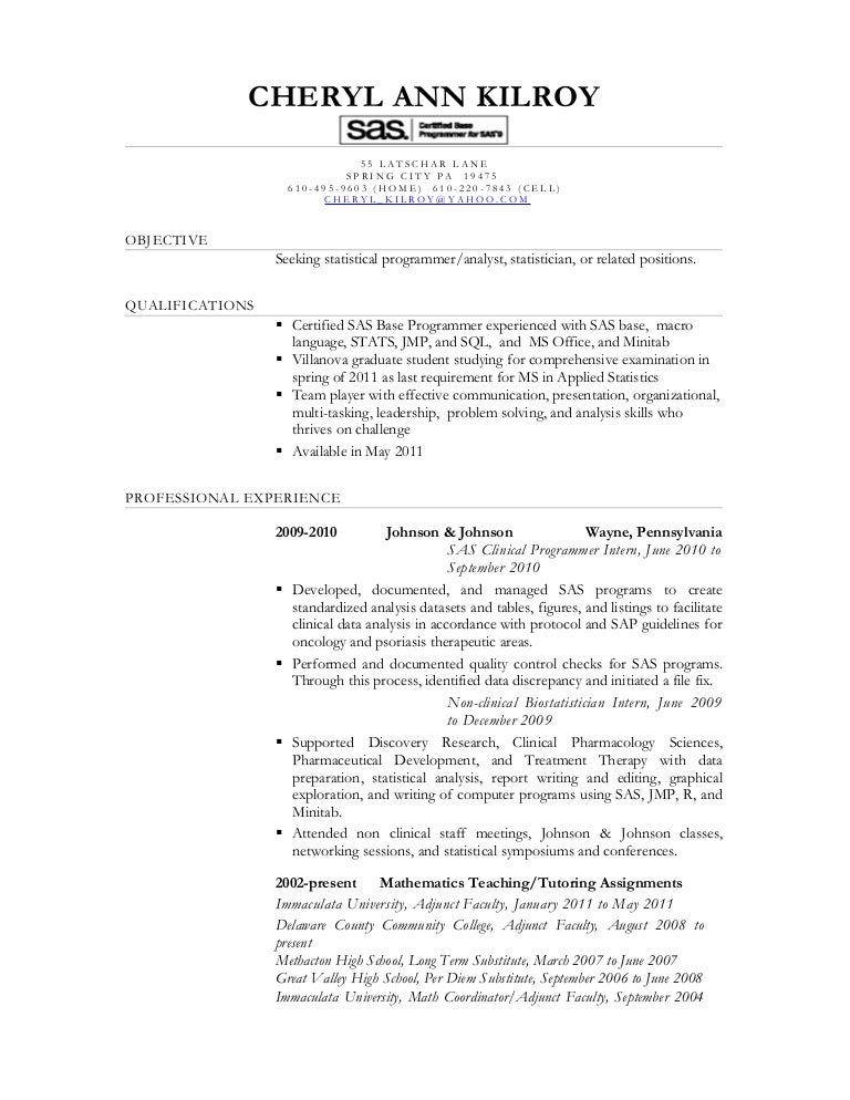 statistician resume samples