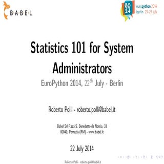 Statistics 101 for System Administrators