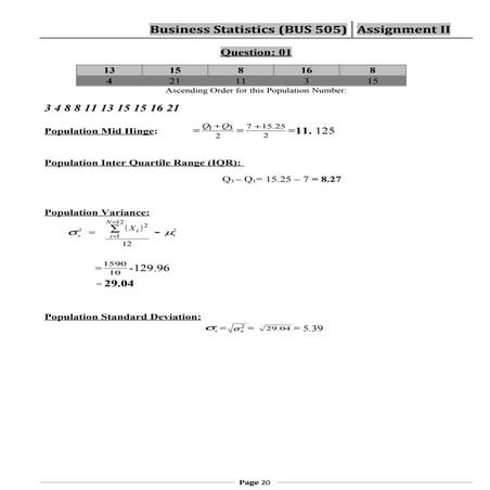 Statistics assignment 2.2