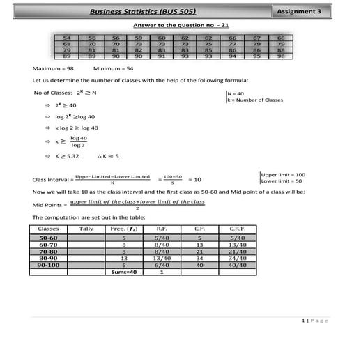 Statistics assignment 3