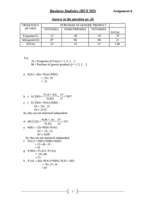 Statistics assignment 6