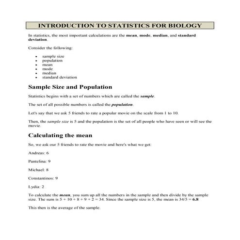 Statistics for biology