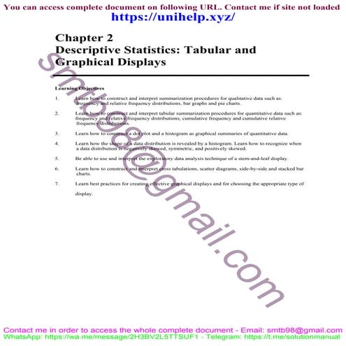 Answers to Problems and Exercises in Statistics for Business and Economics, 13th Edition by Anderson & Sweeney