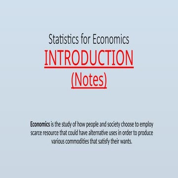 Statistics for Economics Functions of Statistics