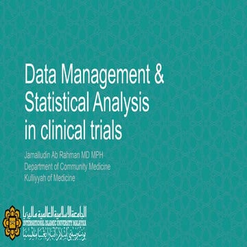 Data management & statistics in clinical trials
