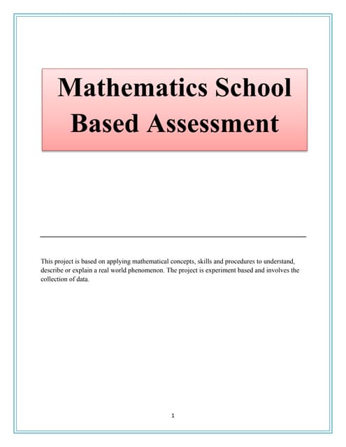 Additional Mathematics CSEC SBA Sample | PDF