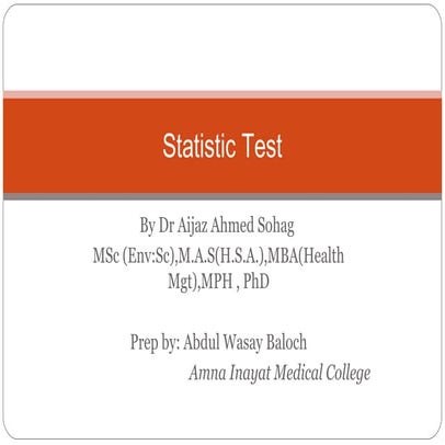Statistics tests and Probablity