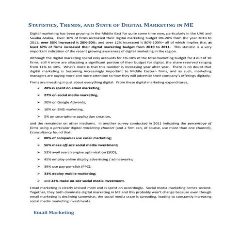 Statistics, trends, and state of digital marketing in me