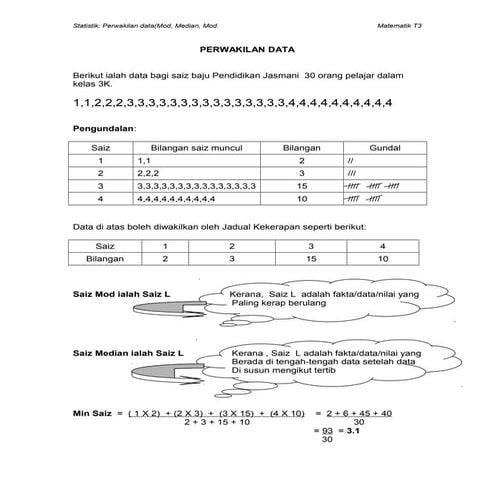 Statistik perwakilan data(mod, median, mod) | DOC